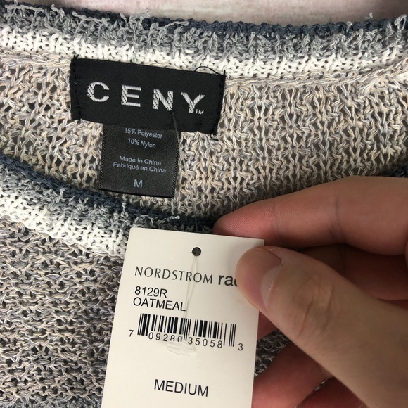 CENY Striped Pullover Crewneck Sweater in Oatmeal - Picture 4 of 6